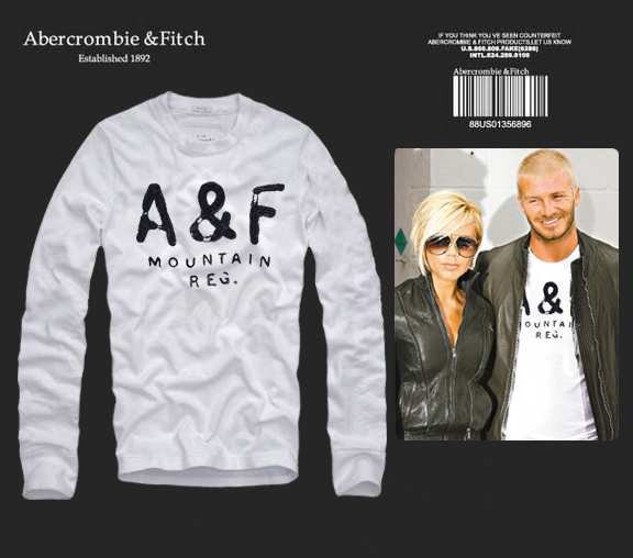 Abercrombie Fitch Hombres De Cuello Redondo Con Gente Fotos Largo Remera AF6159